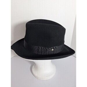 Dobb's Vintage 50s Hanover Square Whippet Style Hat 7 1/4" Black Fedora Classic